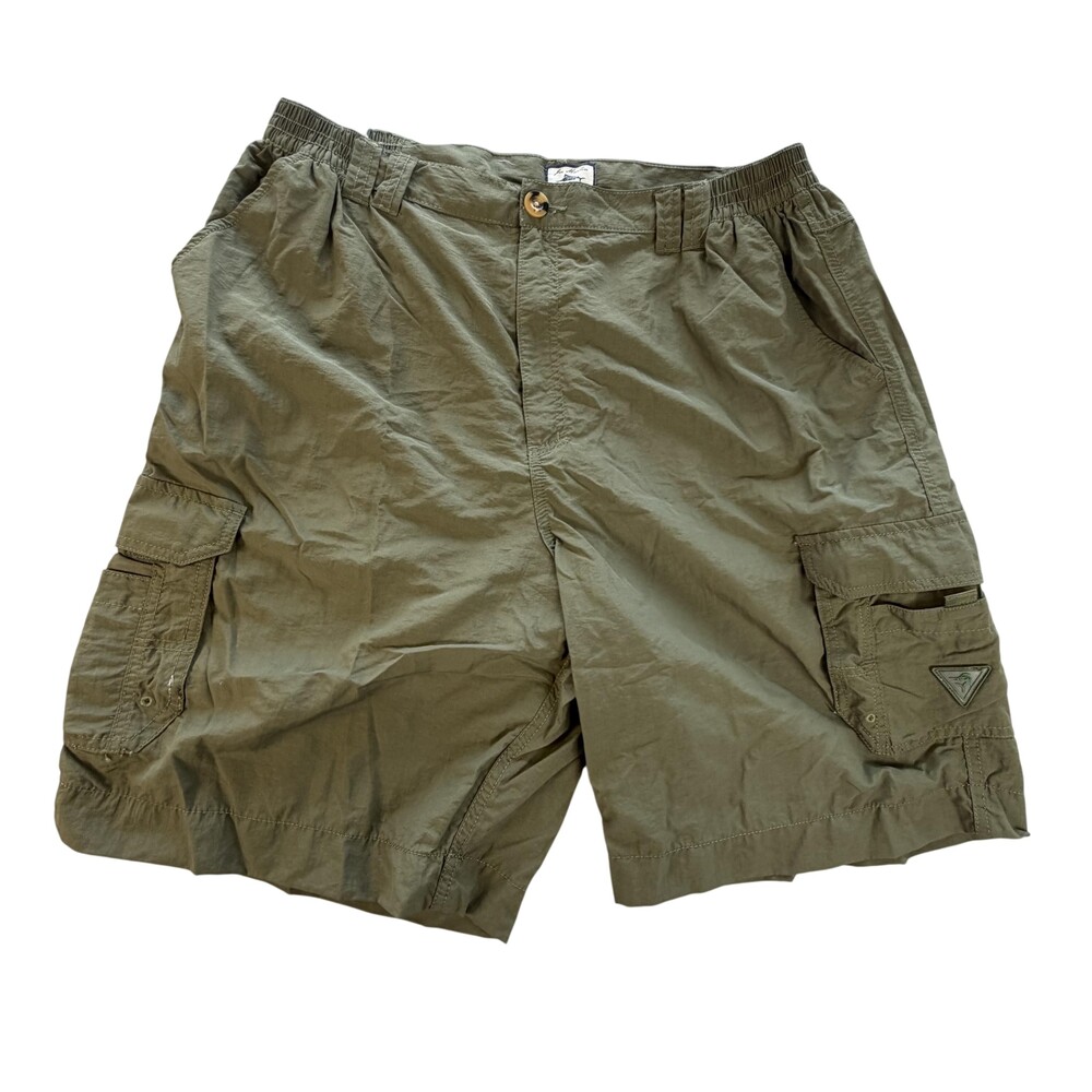 Joe Marlin Cargo Shorts Mens XL Green Nylon Elastic Waist 9 Inseam Casual
